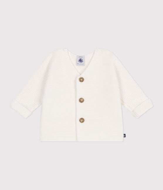 CARDIGAN IN MAGLIA DI COTONE A PUNTO LEGACCIO NEONATO
