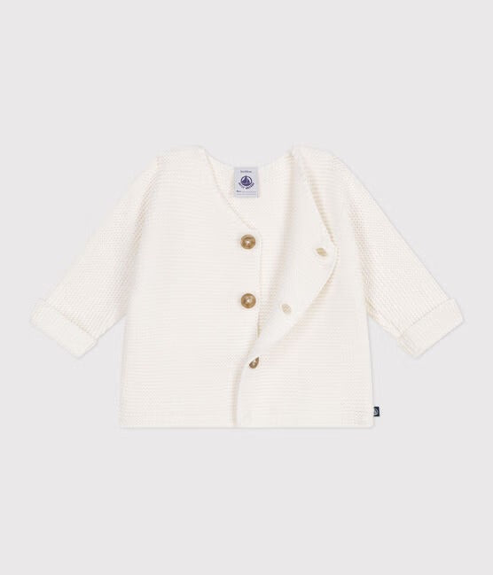 CARDIGAN IN MAGLIA DI COTONE A PUNTO LEGACCIO NEONATO