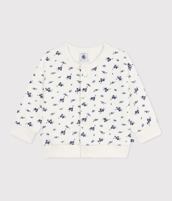 CARDIGAN IN COTONE CON STAMPA A FIORI NEONATA