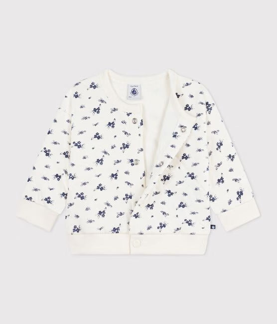 CARDIGAN IN COTONE CON STAMPA A FIORI NEONATA