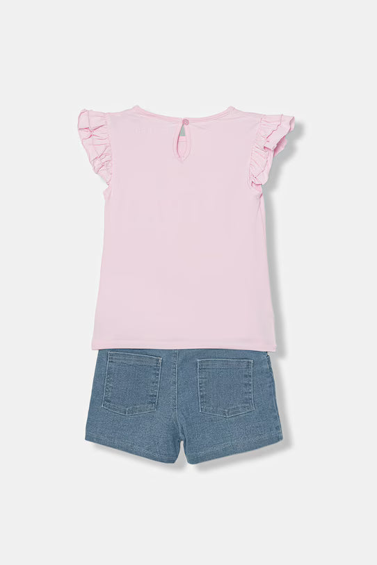 Completo casual rosa Guess in cotone con logo e motivo estivo