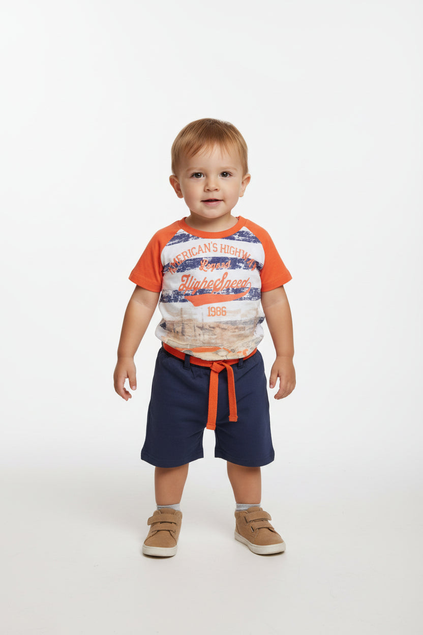 COMPLETO COTONE BLU ARANCIO