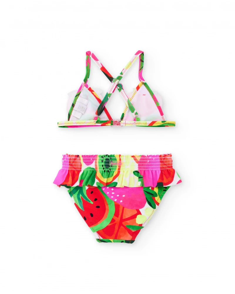 Bikini da bambina in maglia con frutti imbottiti