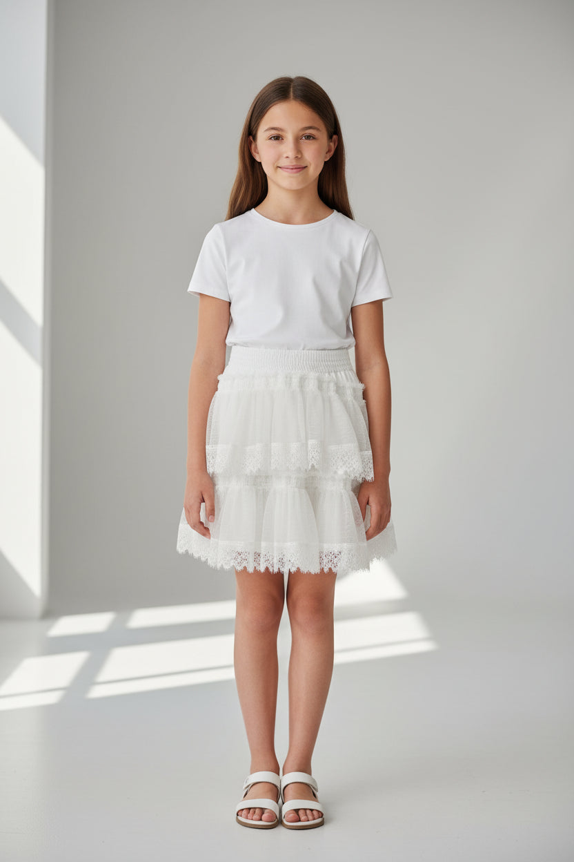 GONNA BIANCA CON PIZZO