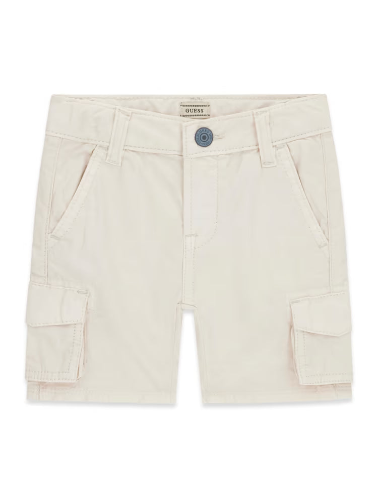 Guess pantaloncini kids cargo beige in popeline rigido