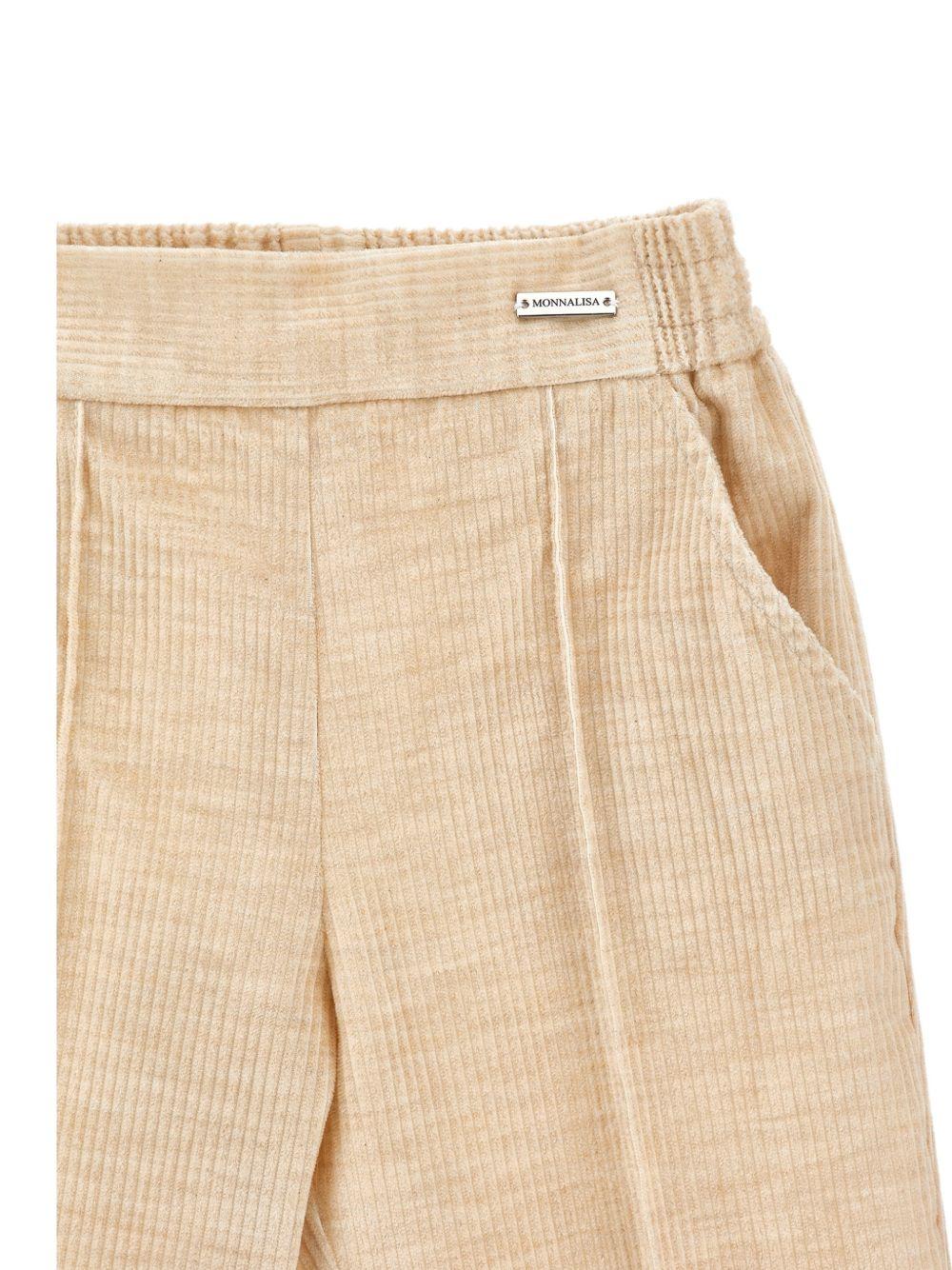 Pantaloni per bambina Monnalisa beige con tessuto a coste