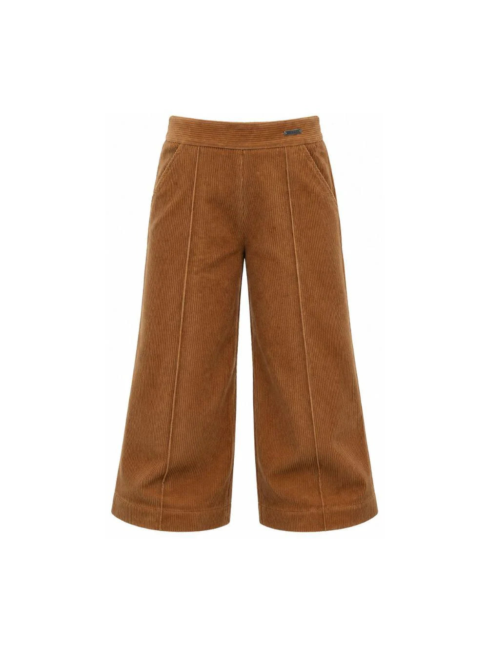 Pantaloni per bambina Monnalisa marrone con tessuto a coste