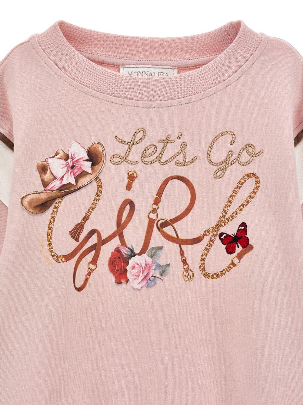 Felpa per bambina Monnalisa rosa con stampa grafica