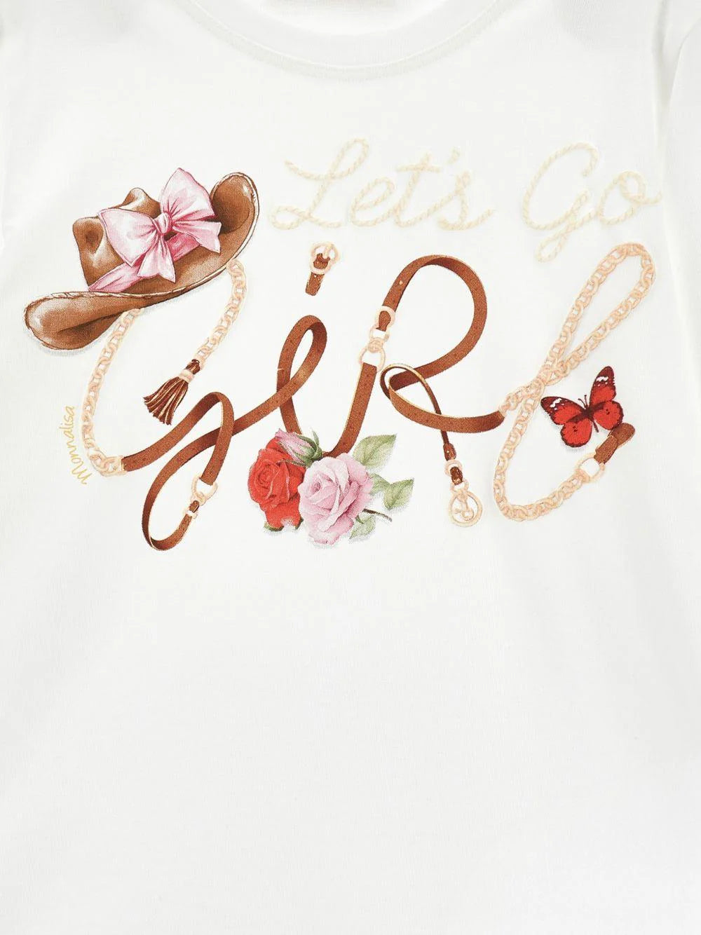 T-shirt per bambina Monnalisa Kids bianca con stampa grafica