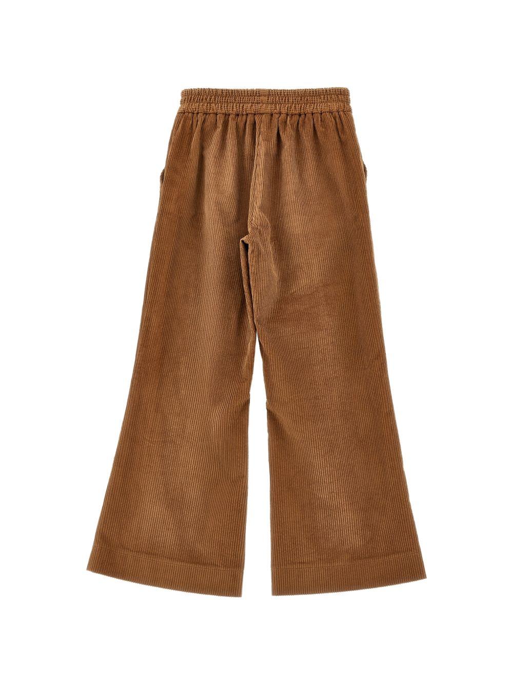 Pantaloni per bambina Monnalisa marrone con tessuto a coste