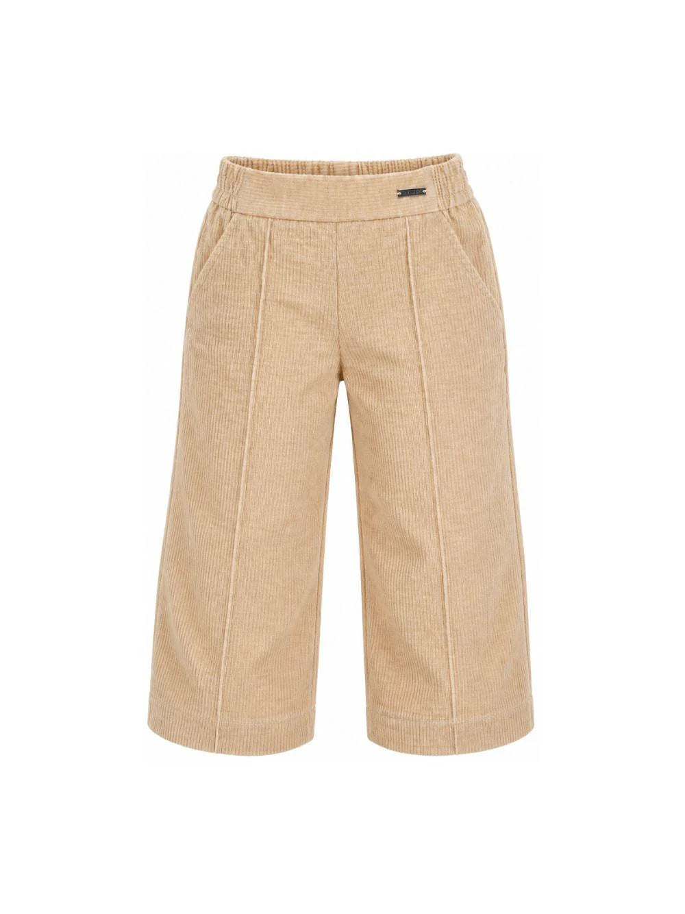 Pantaloni per bambina Monnalisa beige con tessuto a coste