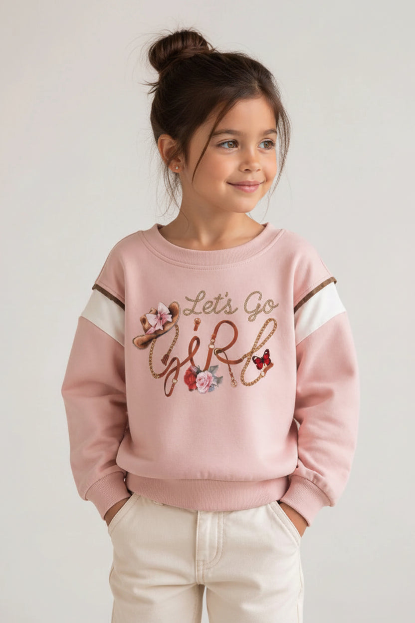 Felpa per bambina Monnalisa rosa con stampa grafica