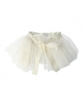 Completo tutù con tre fasce elastiche e decorazioni in tulle bianco