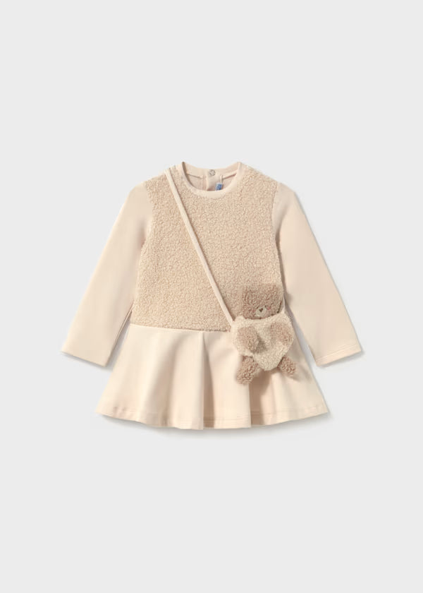 Vestito abbinato con borsa orsetto bimba Mayoral