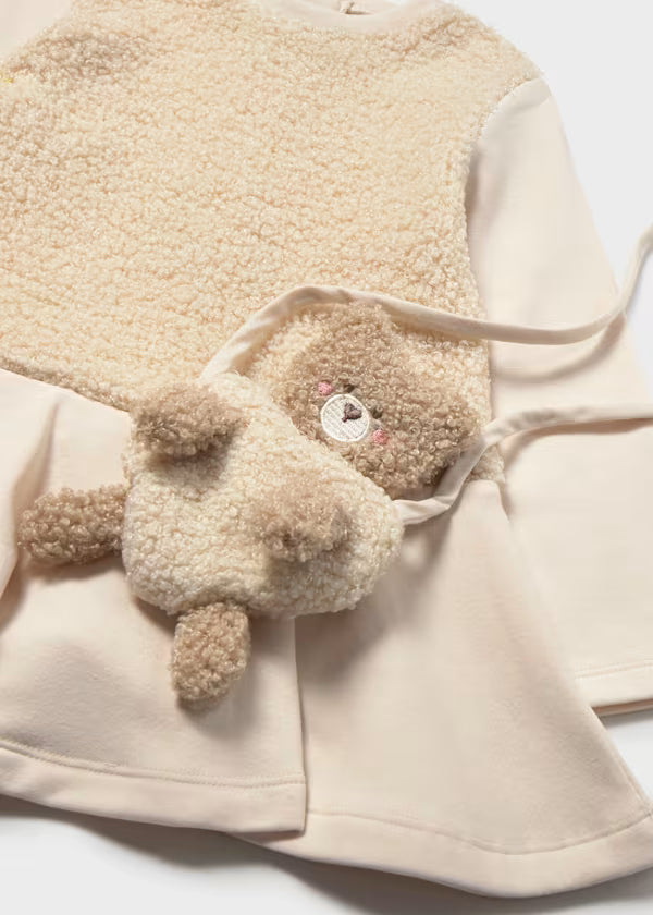 Vestito abbinato con borsa orsetto bimba Mayoral