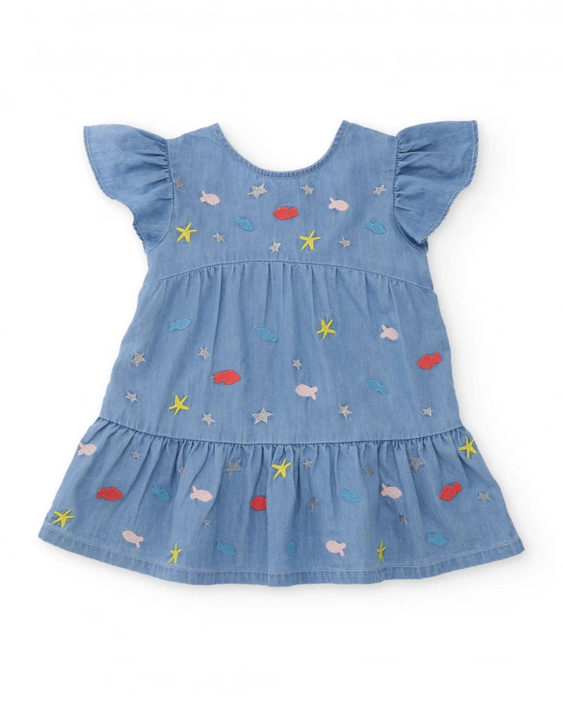 Vestito da bambina in tessuto in denim morbido