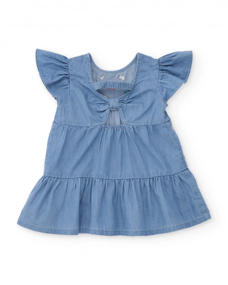 Vestito da bambina in tessuto in denim morbido