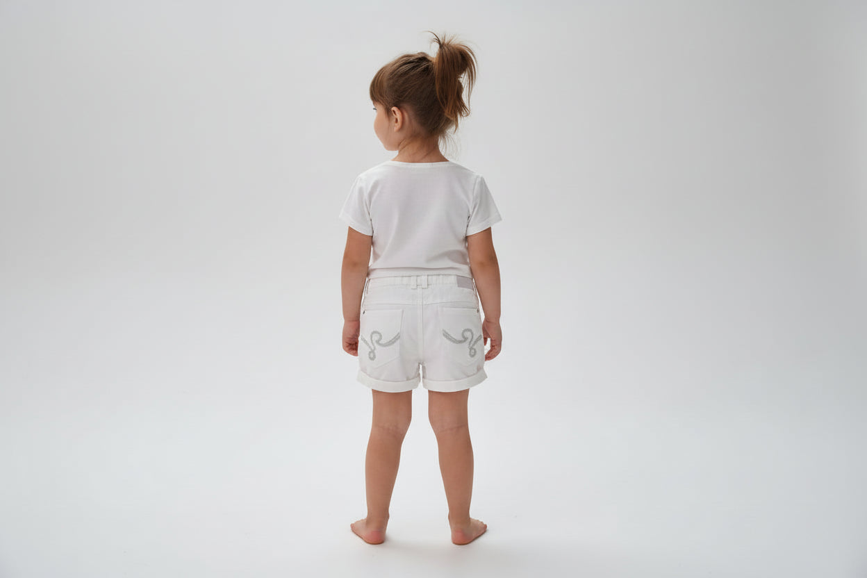 SHORTS BIANCHI CON PIETRE E PERLE