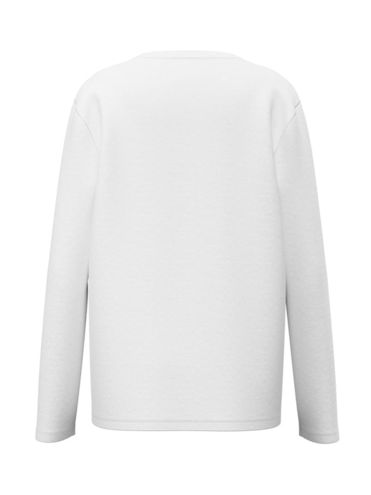 t-shirt manica lunga in cotone bianco Guess
