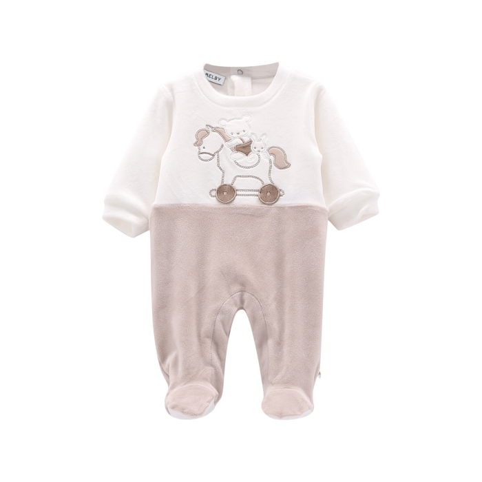 Tutina bicolore con piede in ciniglia soft Melby