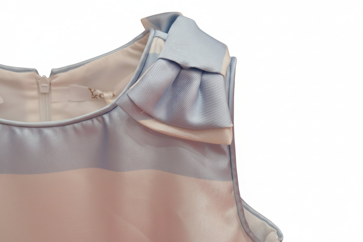 ABITO Y-CLU RIGHE CELESTE  PANNA