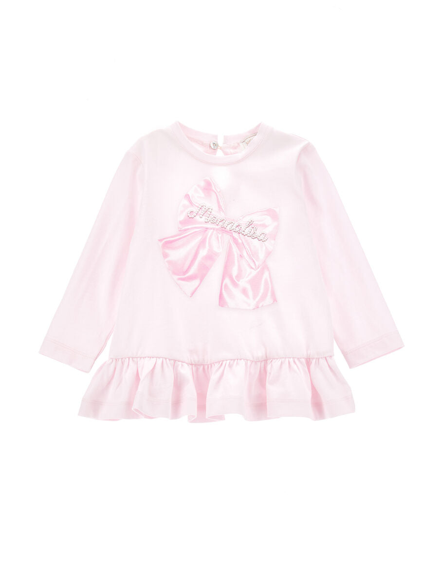 Mini Dress in Cotone con Stampa Sognante e Dettagli Romantici