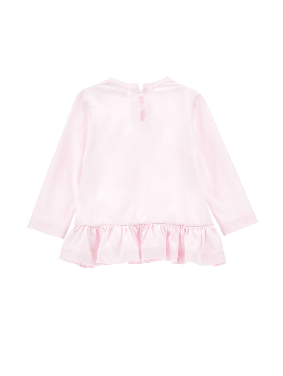 Mini Dress in Cotone con Stampa Sognante e Dettagli Romantici