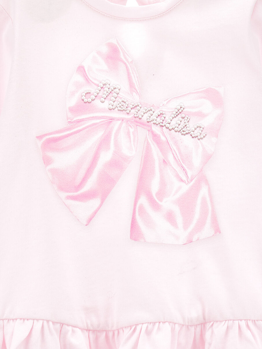 Mini Dress in Cotone con Stampa Sognante e Dettagli Romantici