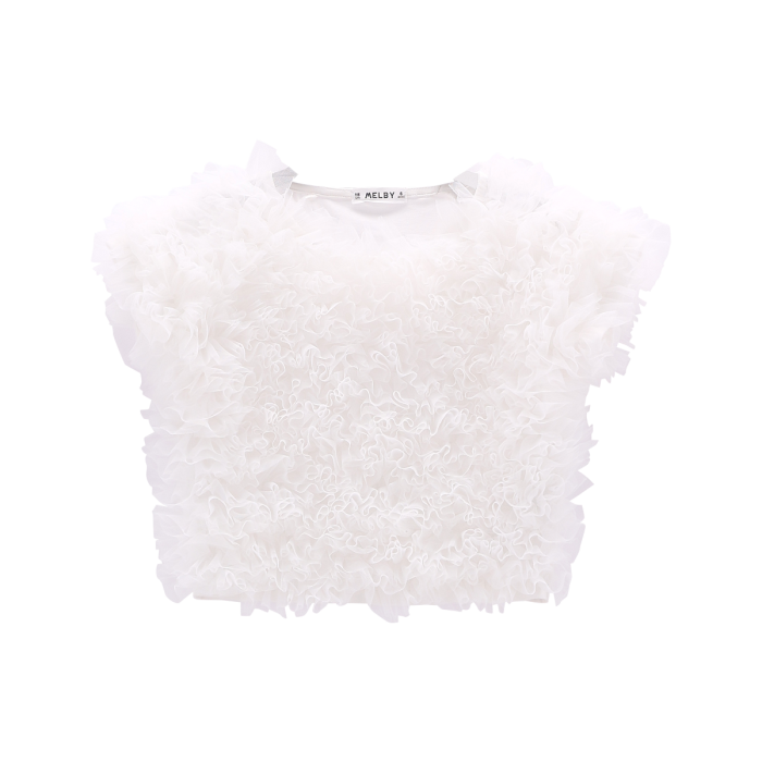 Maglia in jersey stretch e tulle per ragazza