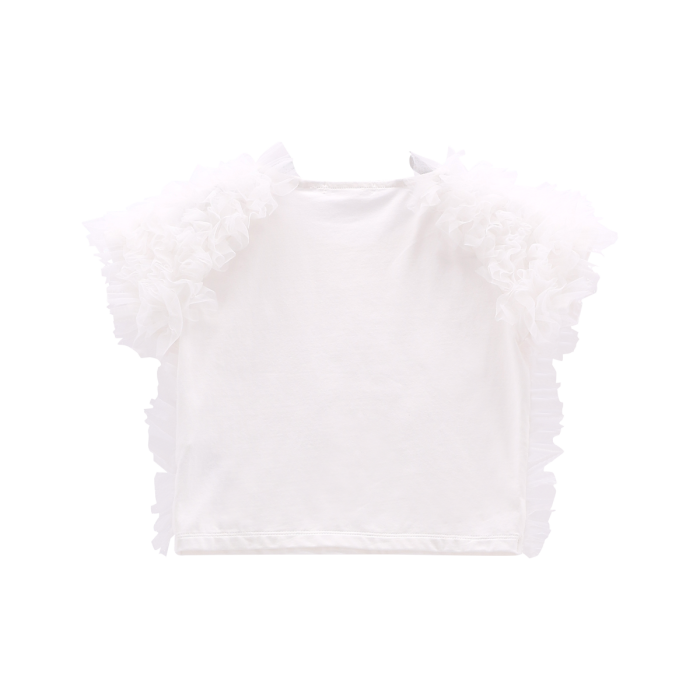 Maglia in jersey stretch e tulle per ragazza