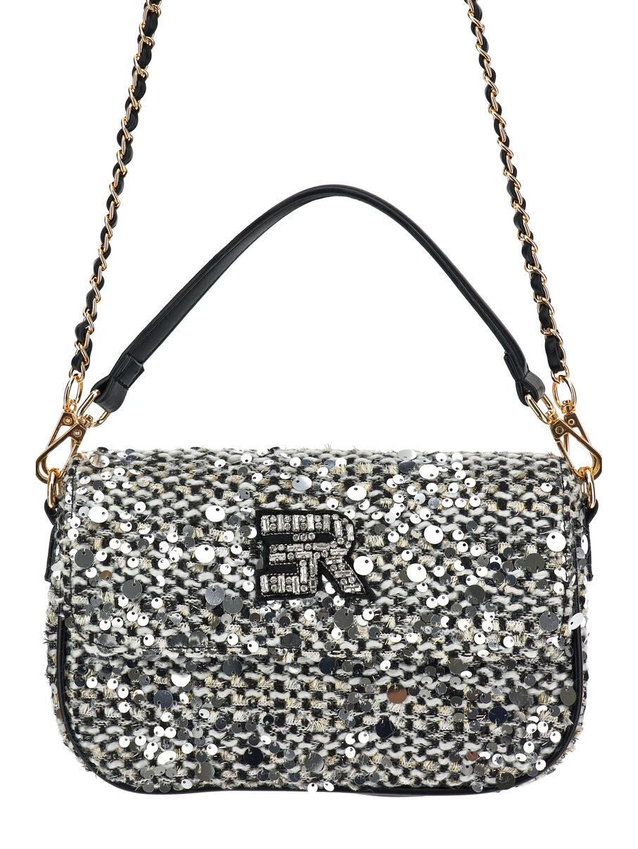 Borsa con paillettes e logo gioiello Scervino