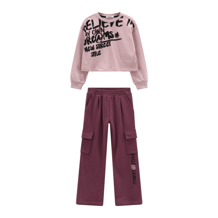 Tuta con felpa cropped e pantaloni cargo Melby