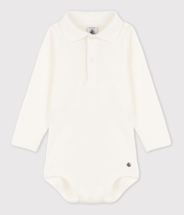 Body con colletto a polo in cotone Petit Bateau