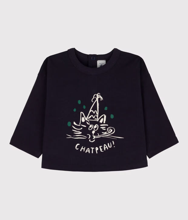 T-shirt Petit Bateau manica lunga bebè in cotone