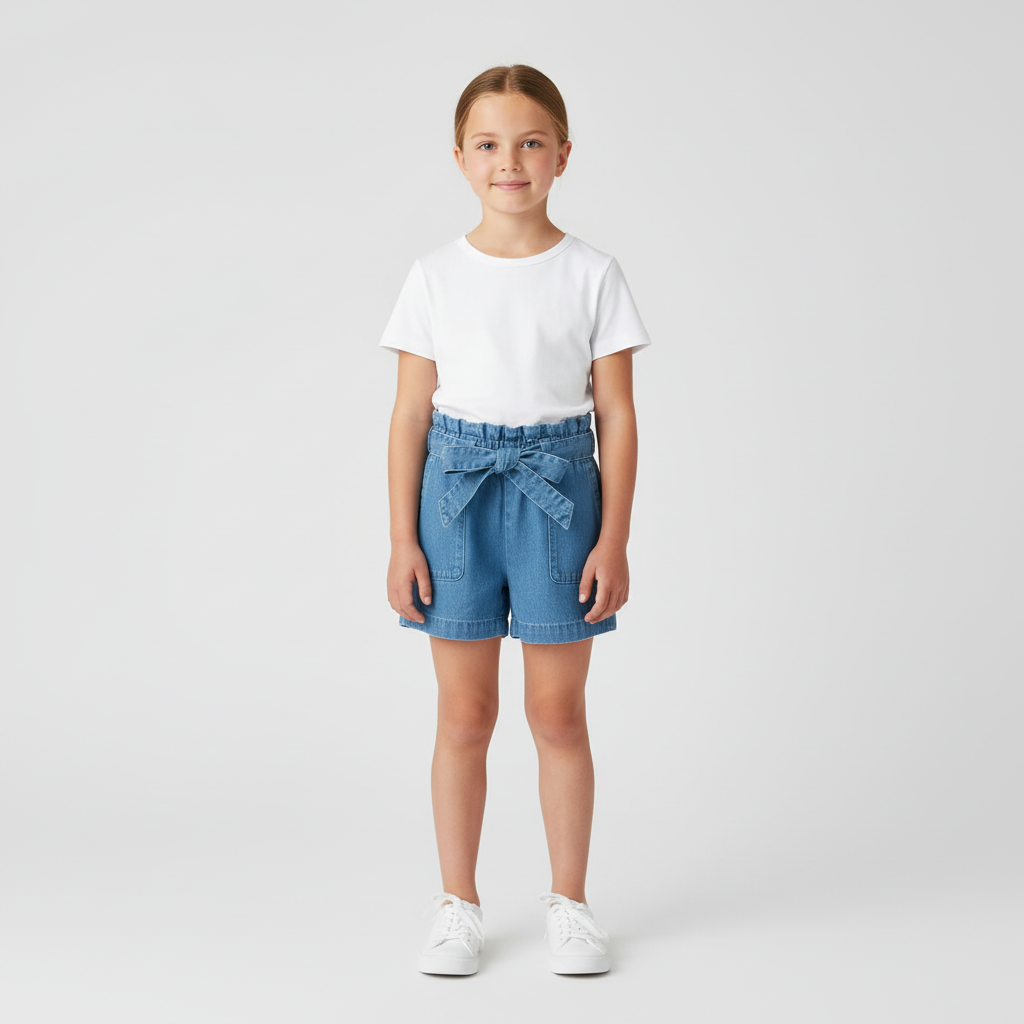 Short in denim leggero bambina