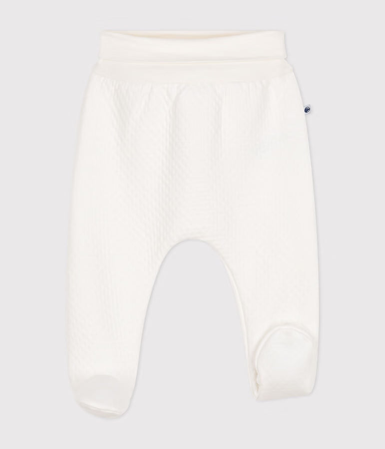 Pantaloni con piedini in tubique trapuntato neonato