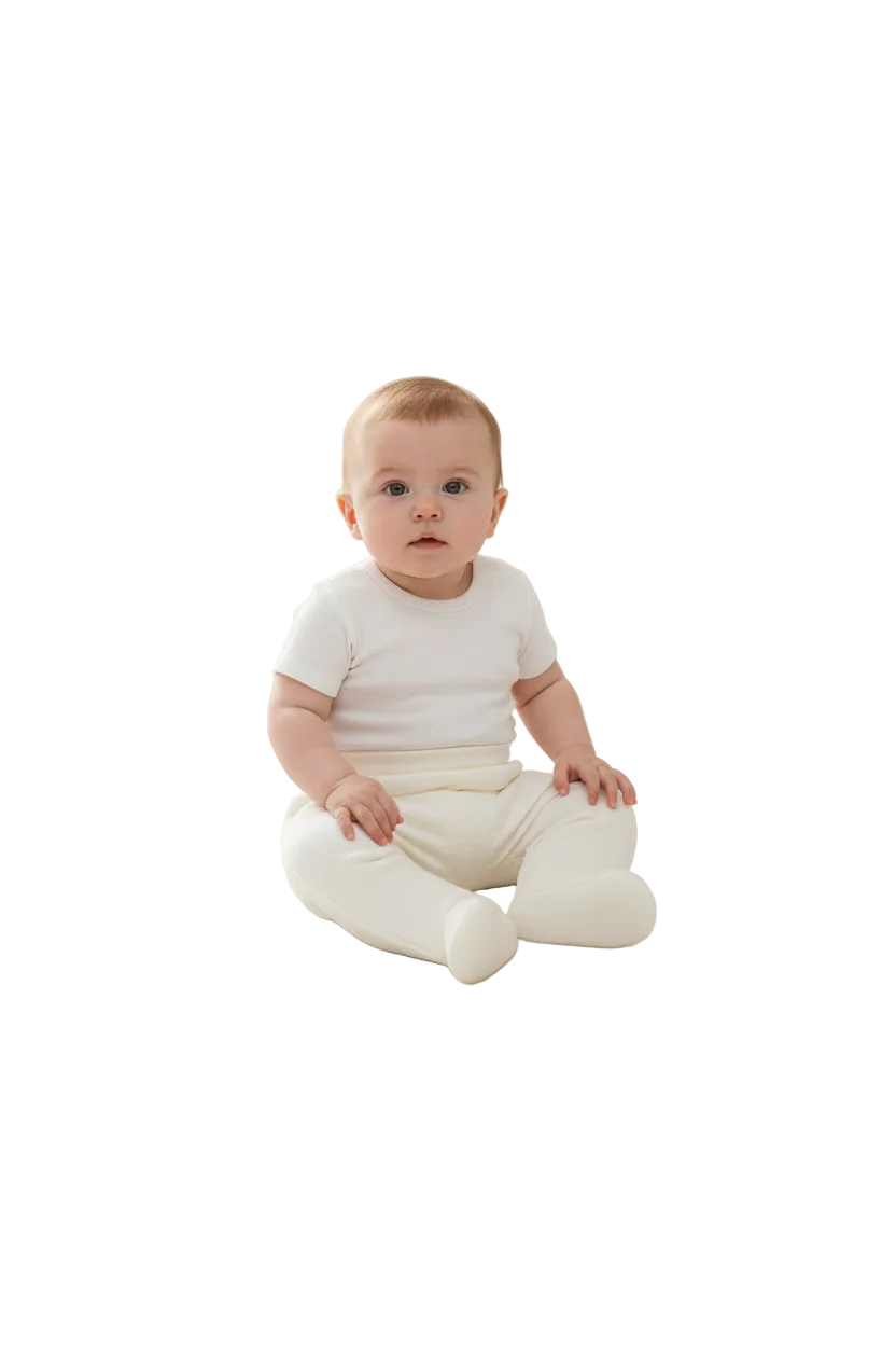 Pantaloni con piedini in tubique trapuntato neonato
