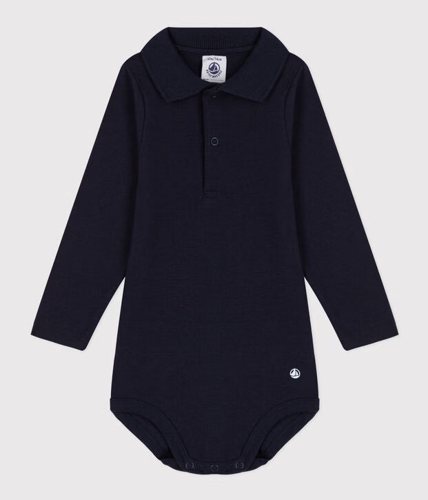 Body con colletto a polo in cotone Petit Bateau