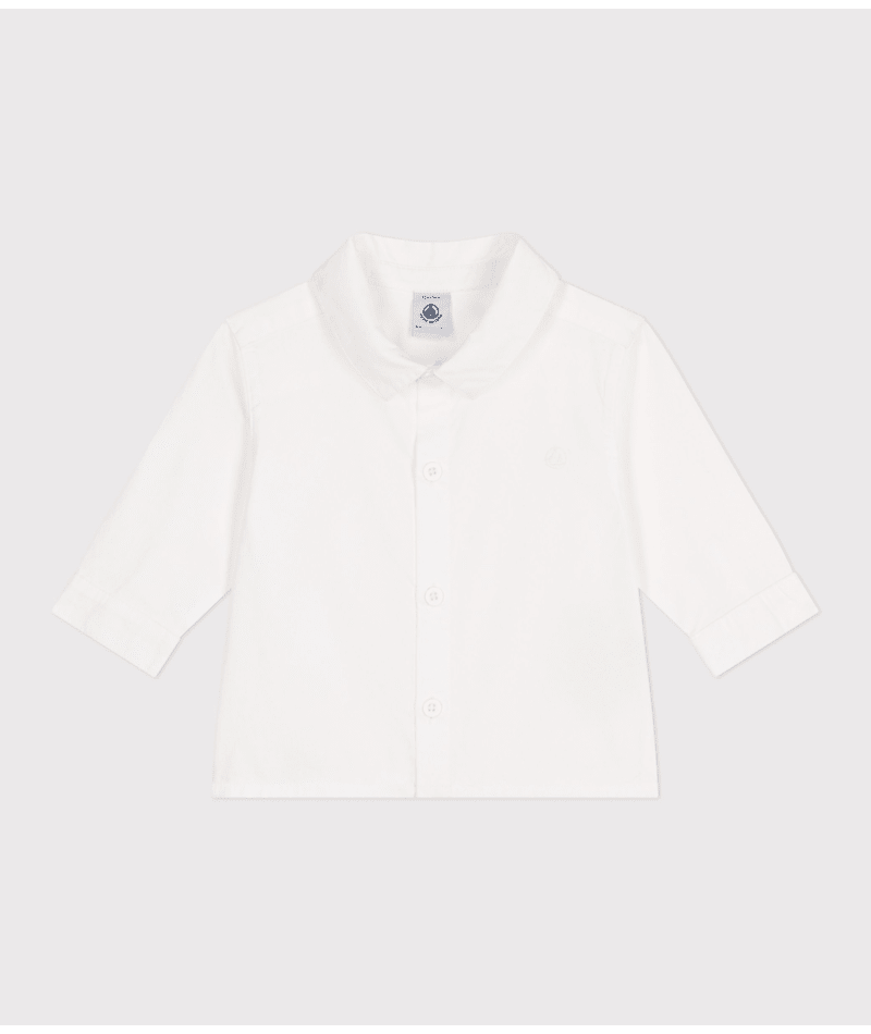 Camicia in cotone tinta unita neonato