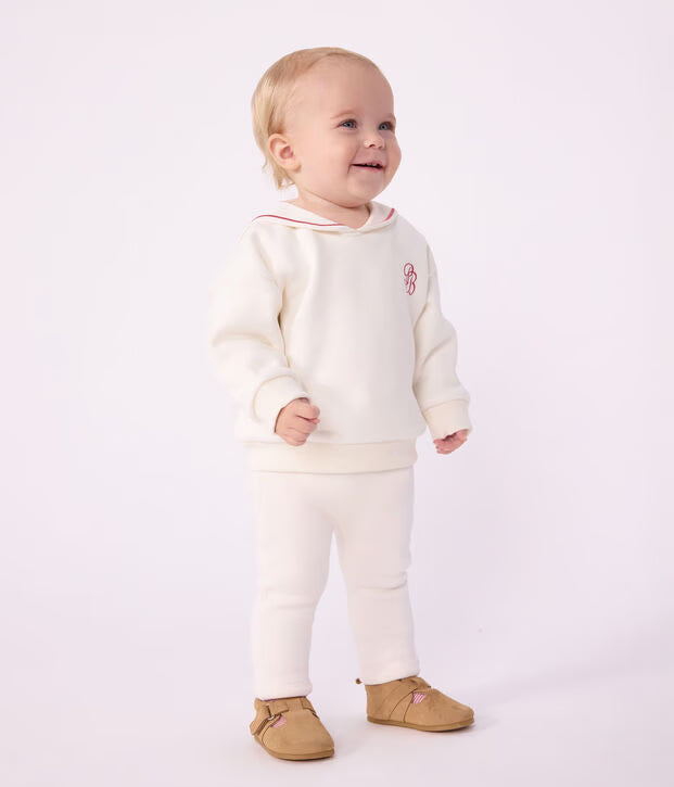 Pantaloni per neonato in cotone tinta unita con vita elasticizzata Petit Bateau