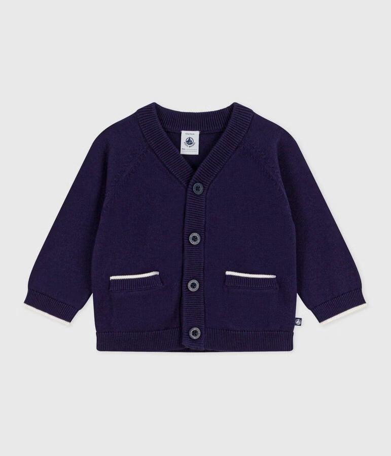 Cardigan in cotone tinta unita neonato