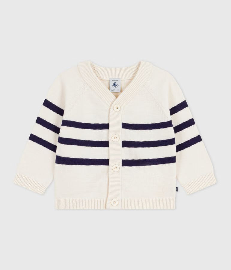 Cardigan in cotone a righe neonato.