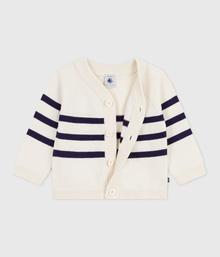 Cardigan in cotone a righe neonato.