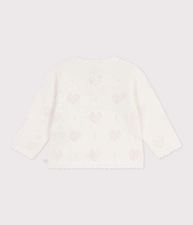 Infant girls' cotton cardigan with heart pattern