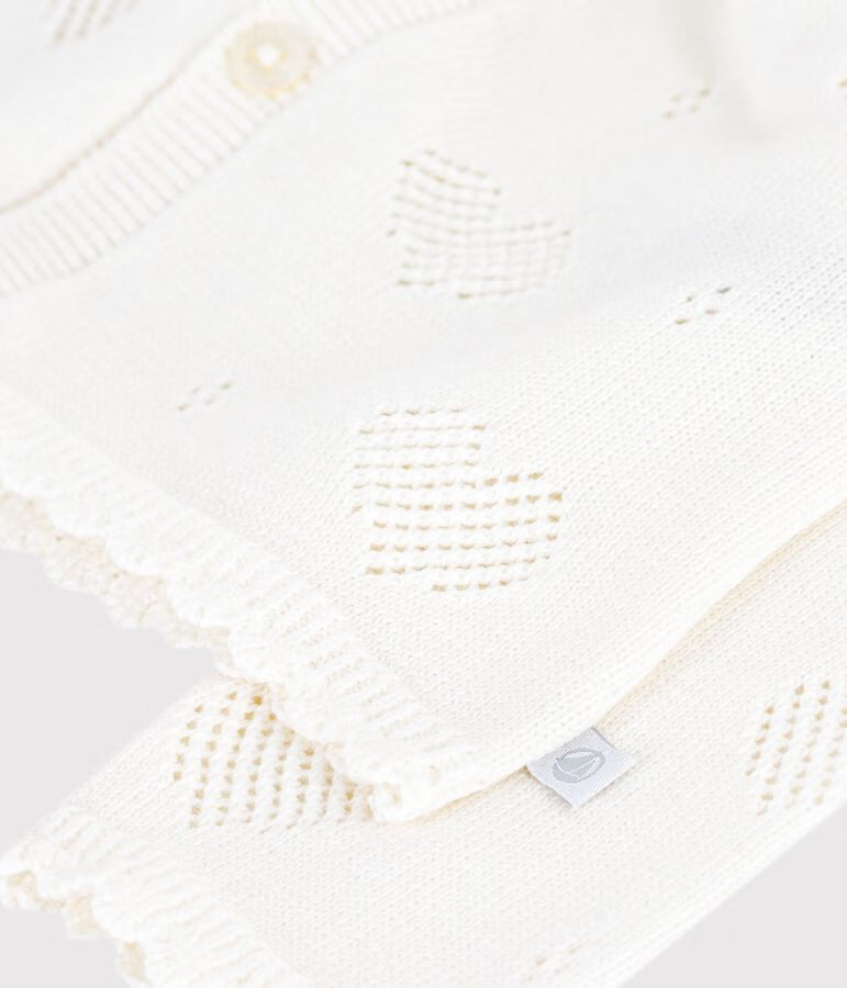 Infant girls' cotton cardigan with heart pattern