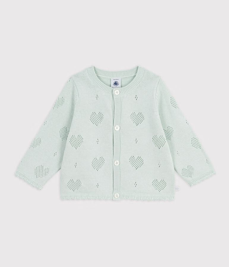 Cardigan in cotone con motivo a cuori neonata