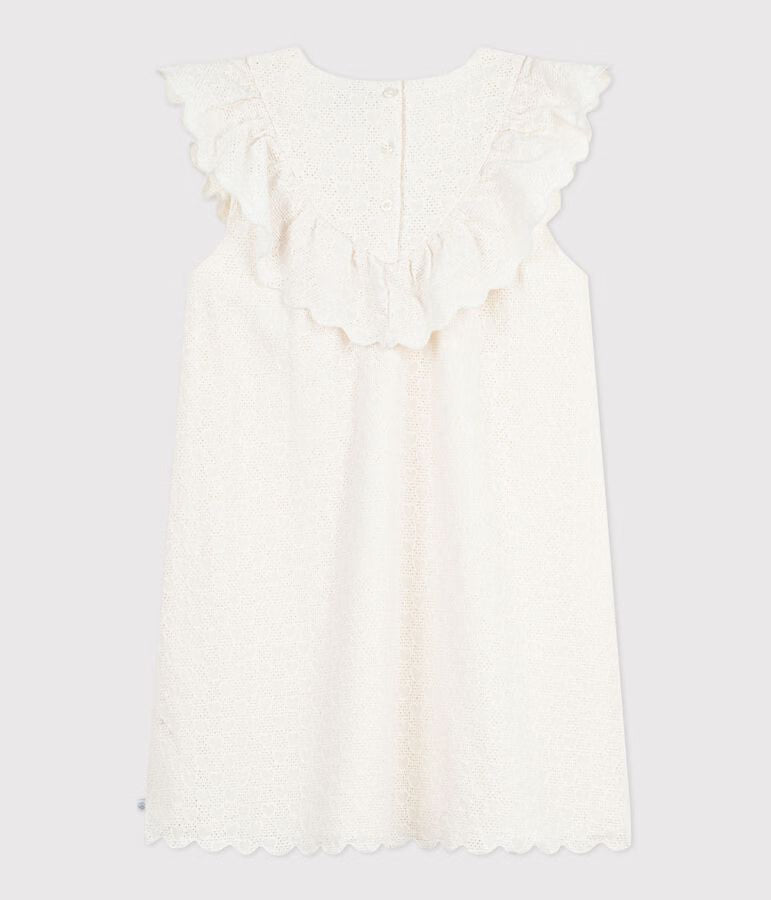 Girl's short-sleeved cotton dress with hearts