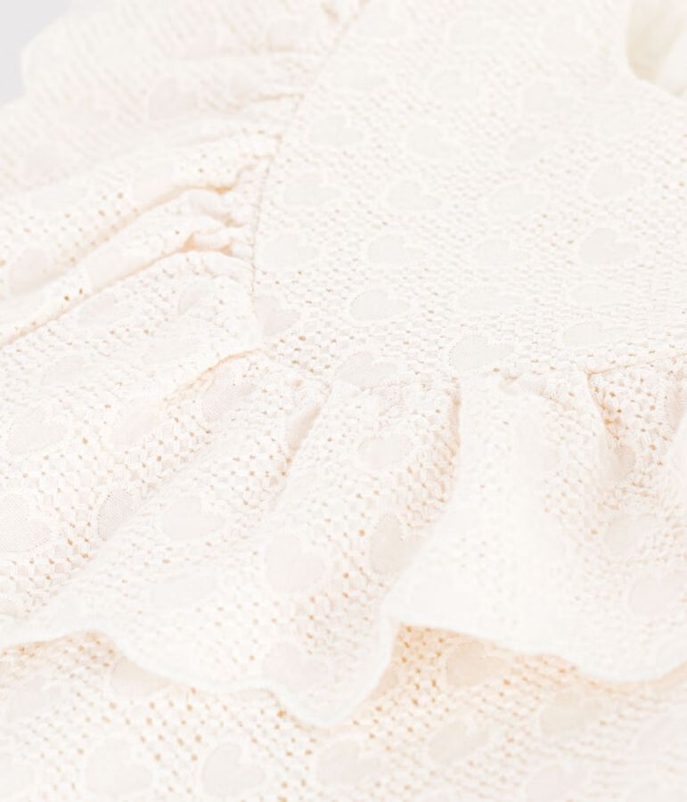 Girl's short-sleeved cotton dress with hearts