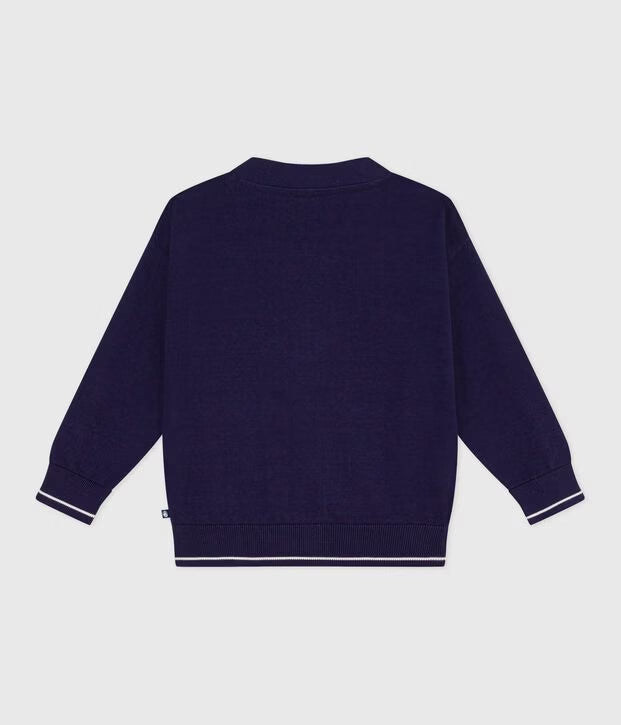 Solid color cotton cardigan for boys