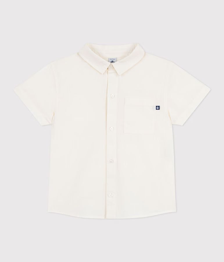 Camicia a maniche corte in cotone e lino bambino